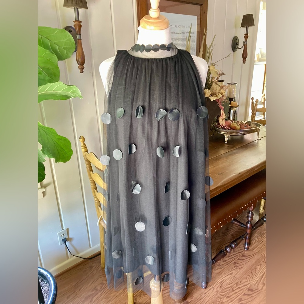 Gracia Black Dress w/Tulle Overlay Small